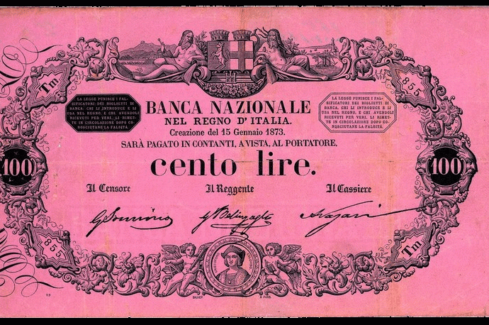 Biglietto da 100 lire 1873-1893 